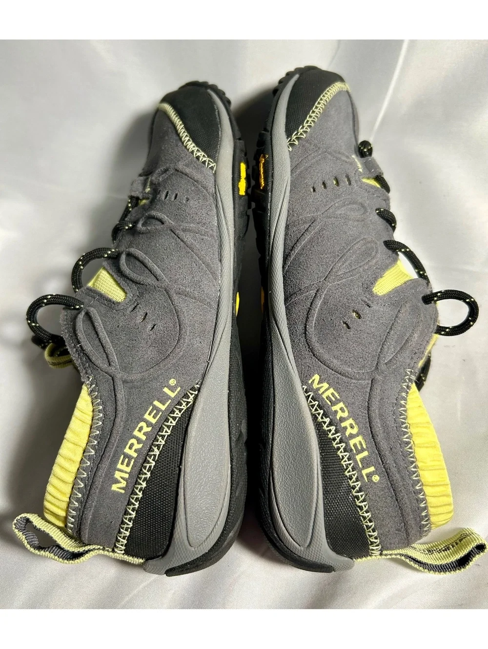 Merrell Barefoot Contour Glove Womens 6.5 Castle Rock Gray Yellow Vibram hiking